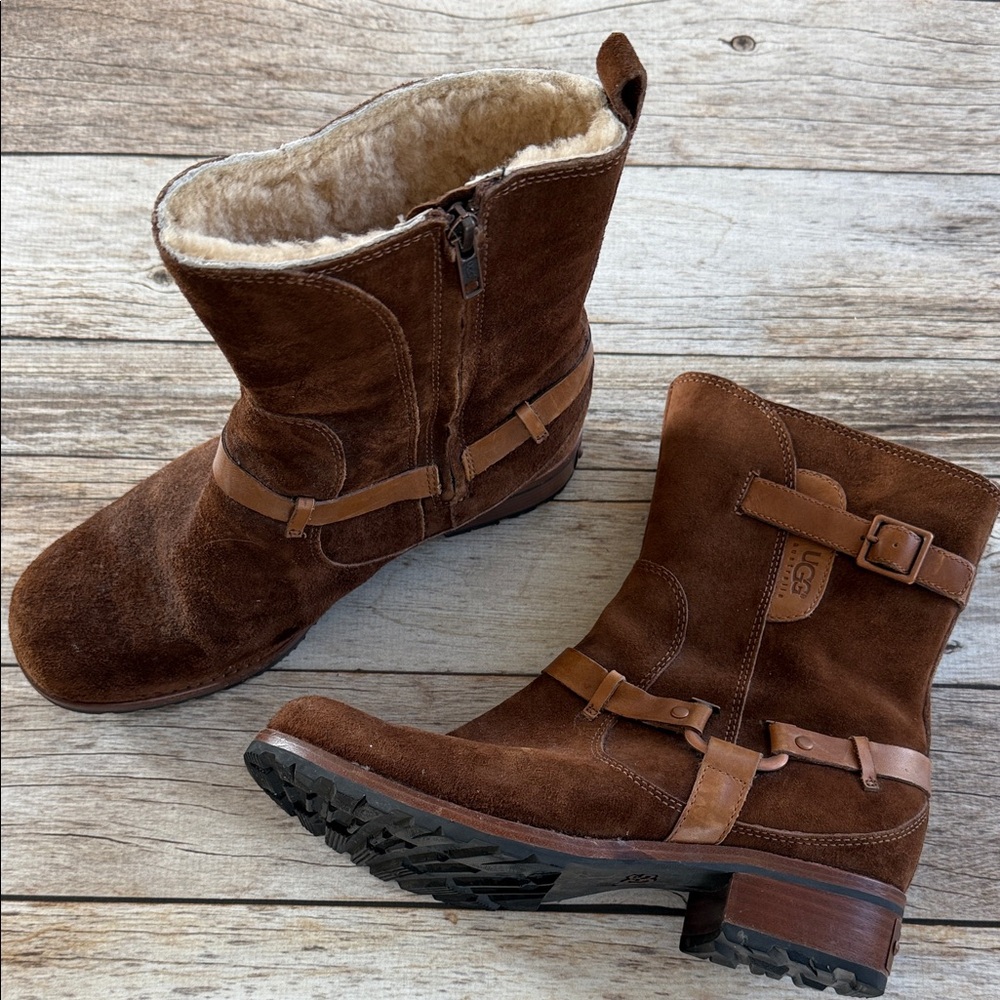 UGG Women’s Chestnut Suede Winter Boots with Shearling